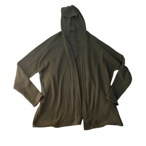 American Eagle Hunter Green Waffle Open Front Oversized Cardigan Womens Sz Small